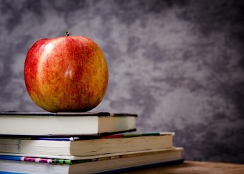 apple, books, still life, fruit, food, red apple, stack, stack of books, classroom, apple, apple, apple, apple, apple, books, food