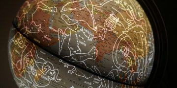 brown and white printed textile